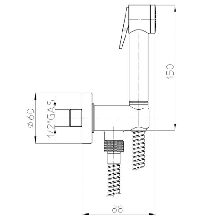 Bossini Nikita Гигиенический душ, настенный, цвет: хром