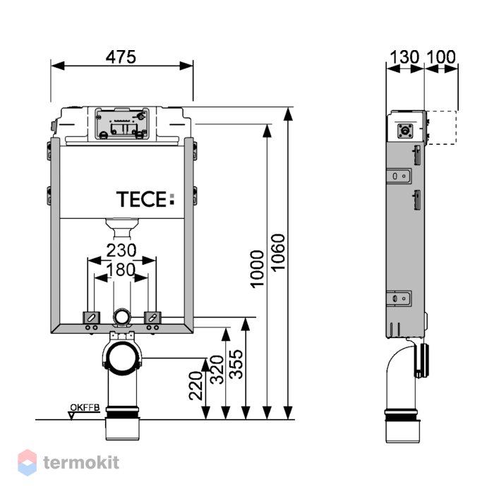 TECEprofil Uni 2.0 Встраиваемый смывной бачок