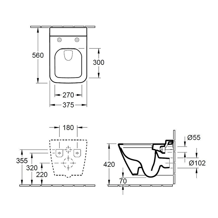 Villeroy&Boch Finion Унитаз подвесной 37.5х56х35см., CeramicPlus, цвет: альпийский белый