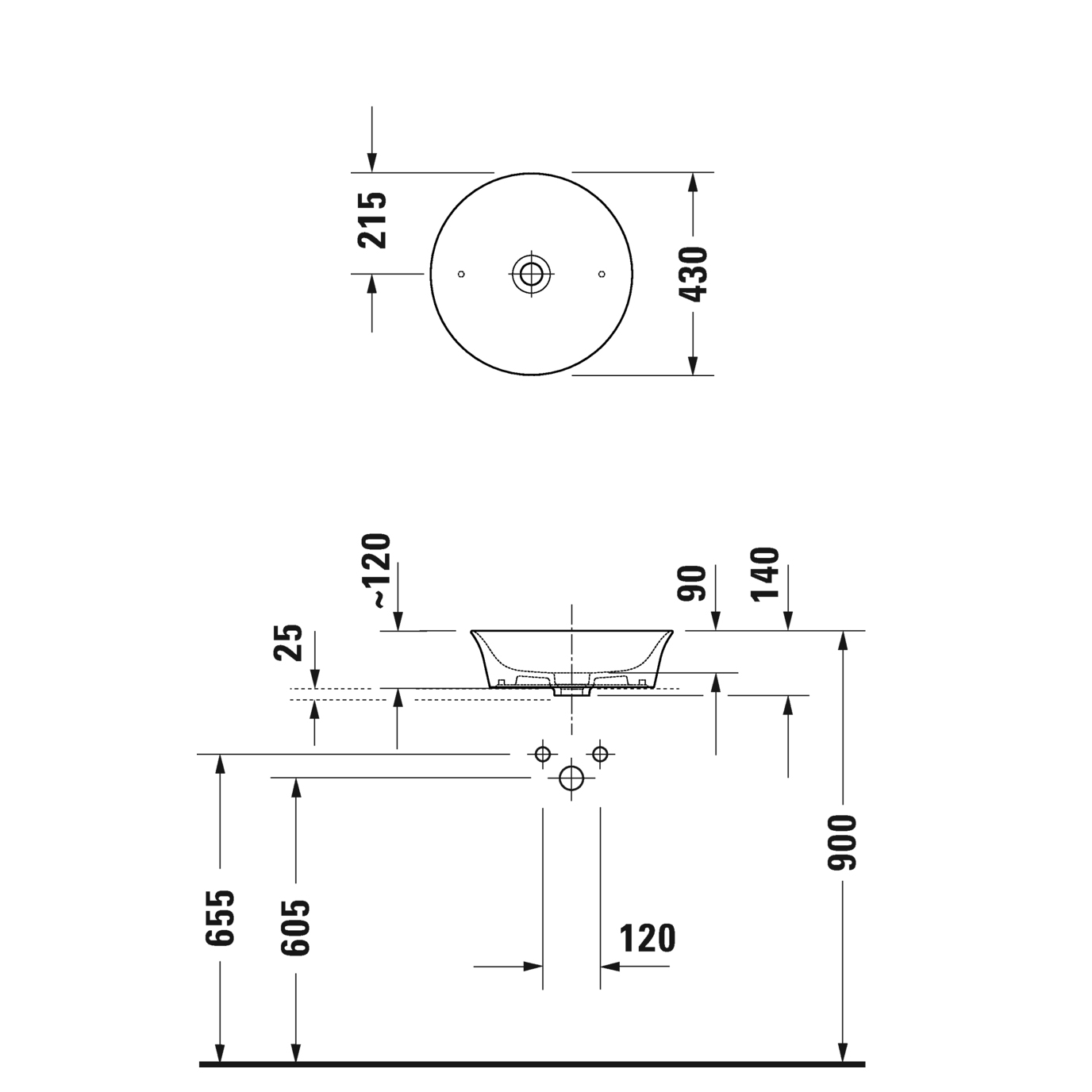 Duravit White Tulip Раковина накладная, D:43см, без перелива., цвет: белый