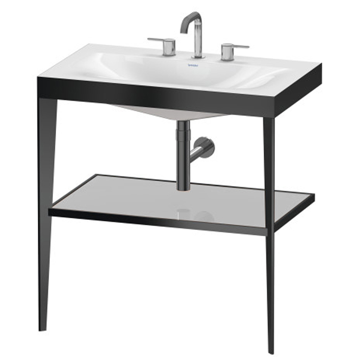 Duravit XViu Консоль напольная, 80x48x85см, с полкой, с раковиной без перелива, 3 отв., цвет: black matt/crome