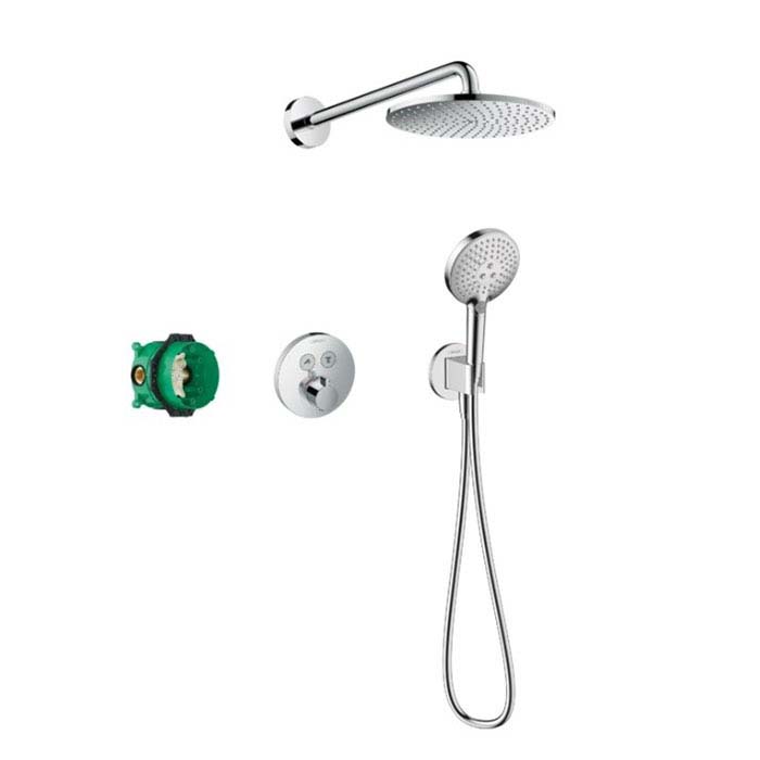 Hansgrohe Raindance S Душевая система, Верхний душ 23.6см., с термостатическим смесителем, ручным душем и держателем, цвет: хром