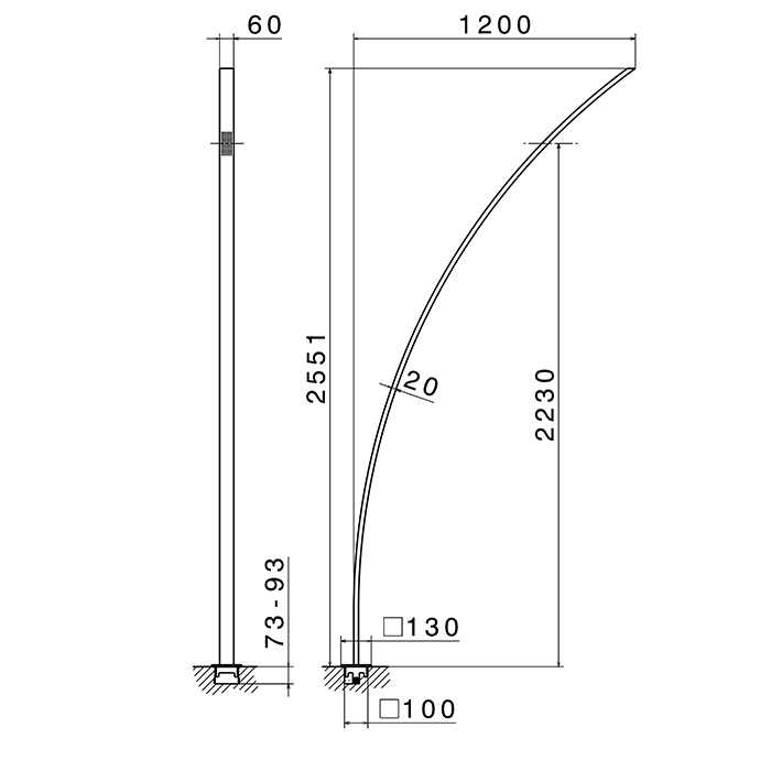 Newform Outdoor Душевая стойка, напольная, для внутреннего/наружнего применения, внешняя часть, цвет: нержавеющая сталь