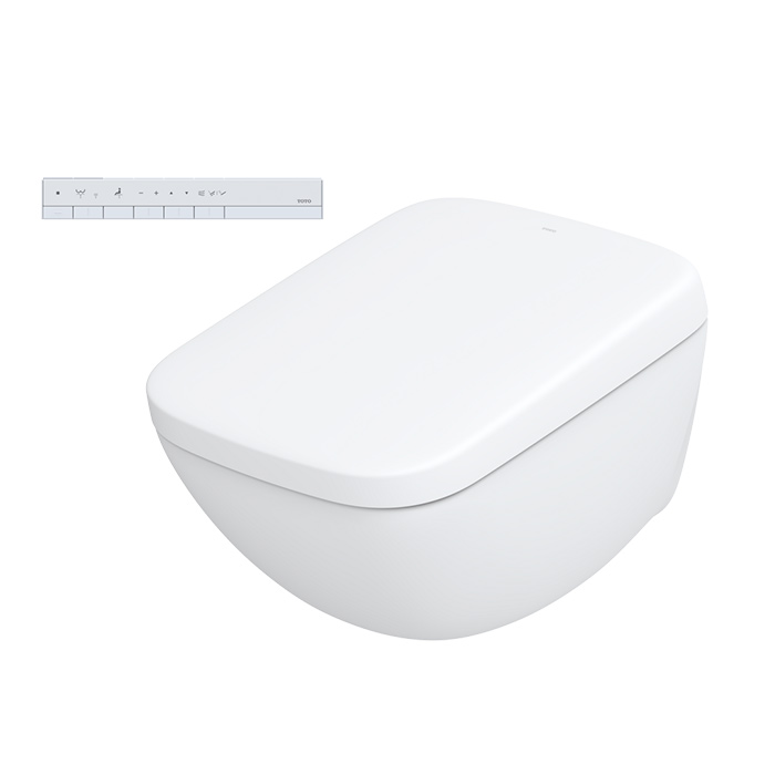 TOTO Neorest WX1 Комплект: Унитаз подвесной 66x45см, сиденье, инсталяция, клавиша смыва, Cefiontect, Rimless, цвет: белый матовый