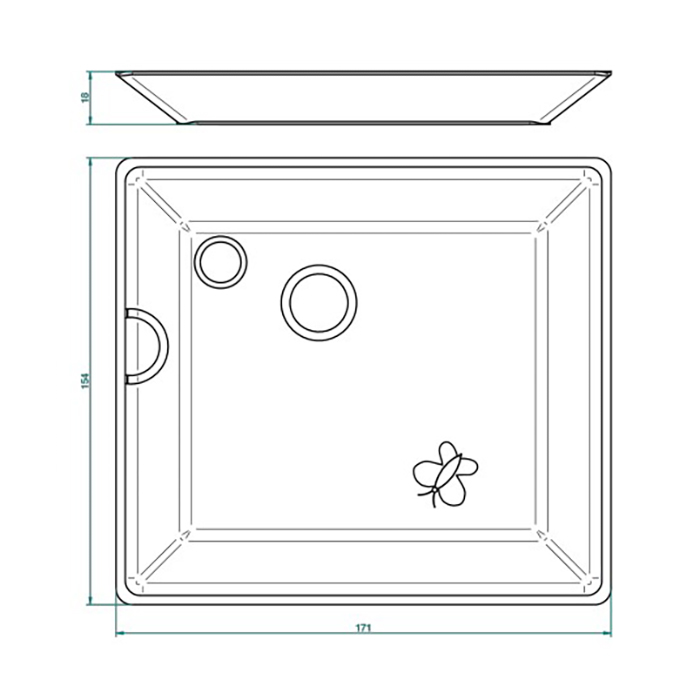 THG CAPUCINE MAUVE DECOR OR Поднос керамический 171х154 мм., настольный, middle size, декор золото/лиловый, цвет: белый