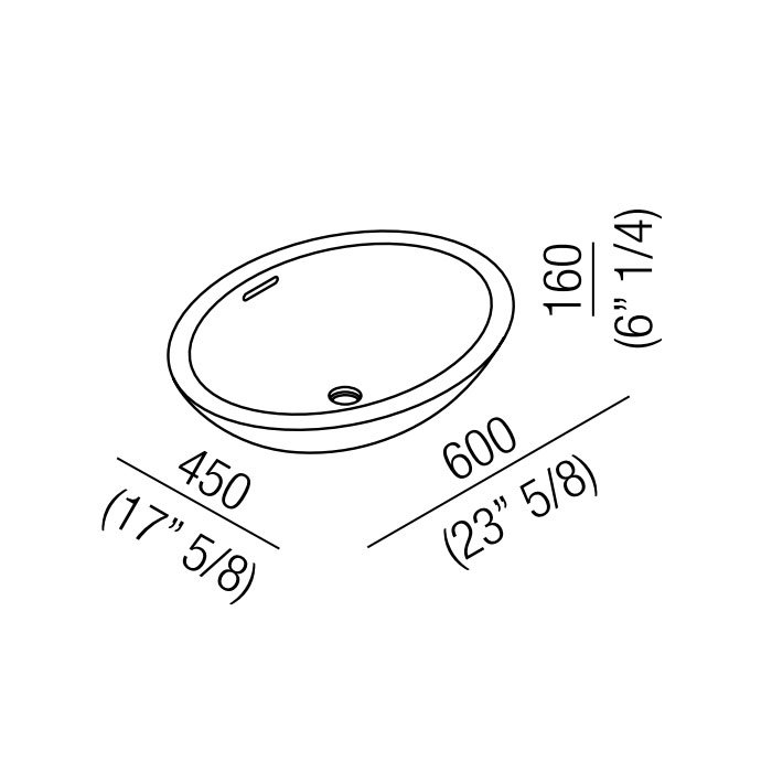 Agape Spoon Раковина 60х45х16 см, без отв., цвет: белый