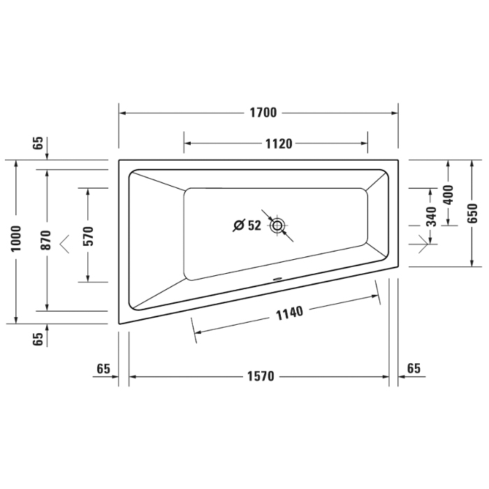 Duravit No.1 Ванна 170х100см., встраиваемая, вариант левый, цвет: белый