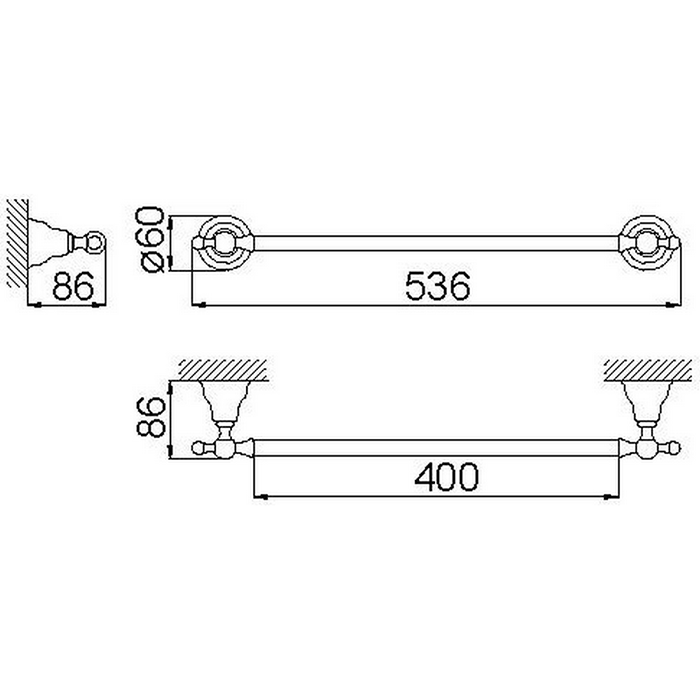 HUBER Croisette Полотенцедержатель 40 см, подвесной, цвет: никель матовый
