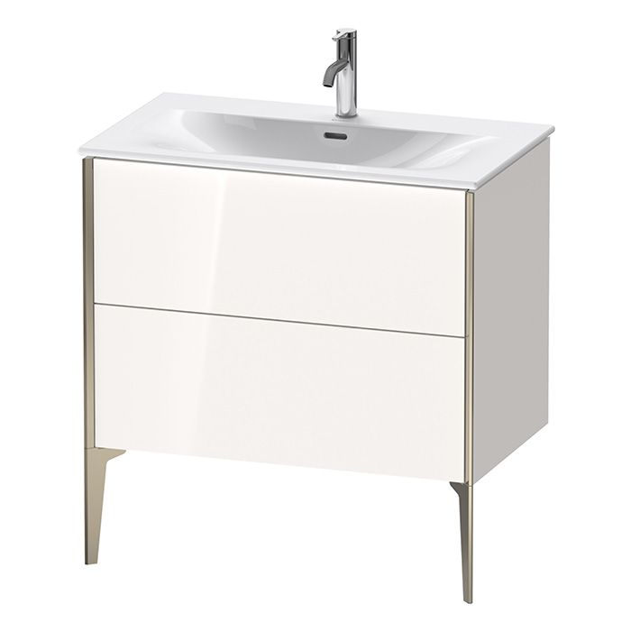 Duravit XViu Тумба подвесная 81x48x59.1см, с раковиной, 2 ящика, цвет: белый глянцевый/champagne matt