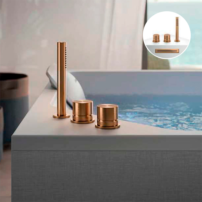 Jacuzzi Lisa Смеситель для ванны Onira, водопад, ручной душ, цвет: Warm Bronze (PVD)