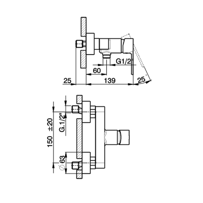 Cisal Tender Смеситель для душа, настенный, цвет: хром
