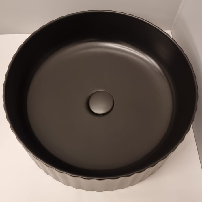 ArtCeram Millerighe Раковина накладная,Ø44,5хh14,5см, без отв под смеситель, без перелива, цвет: черный матовый