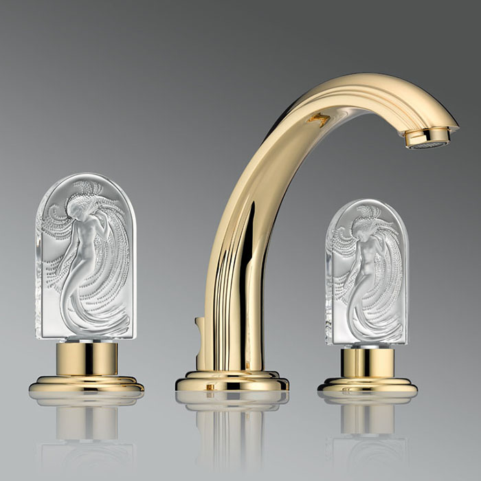 THG Naïade Смеситель для раковины на 3 отверстия, с донным клапаном, цвет: Soft gold