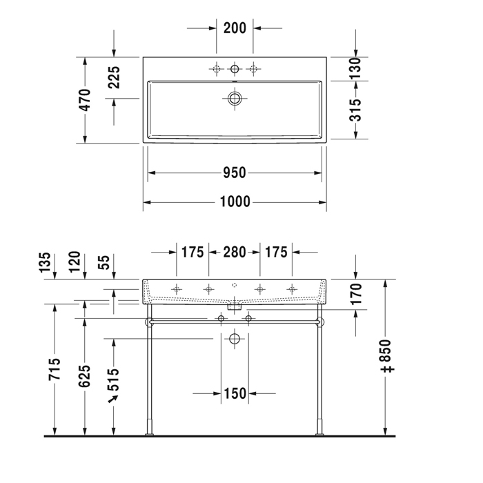 Duravit Vero Air Раковина подвесная, 100х47см, с 1 отв., с переливом, шлифованная, цвет: белый