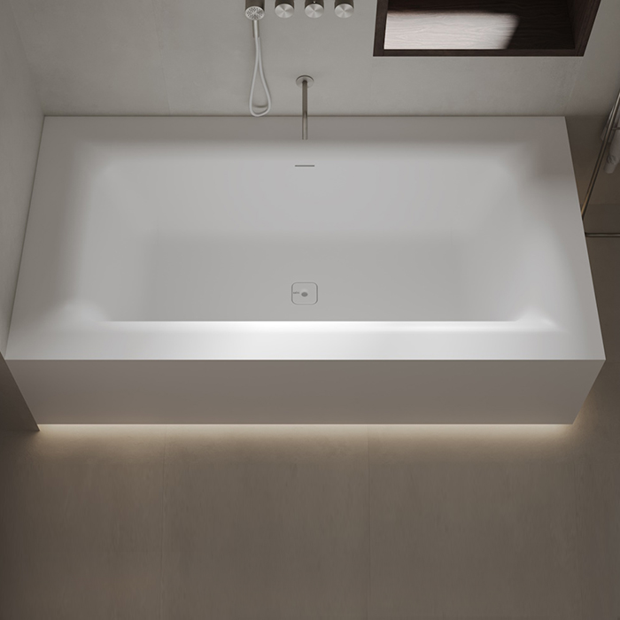 Salini Ariosa Axis Ванна 210х100х65см., встраиваемая, S-Stone, с донным клапаном "Click-Clack", сифоном, слив-переливом, ножками, цвет: белый матовый