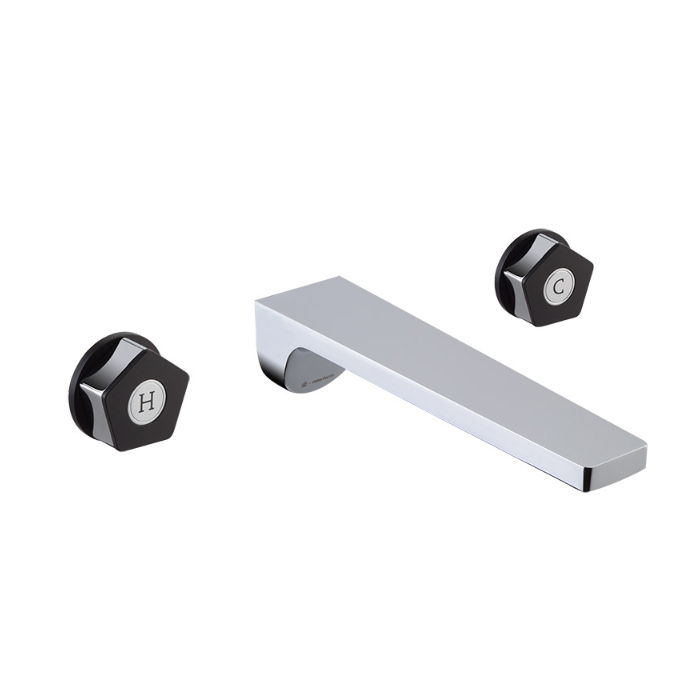 Newform ParkLE Смеситель для раковины, настенный, без донного клапана, цвет: хром/черный матовый