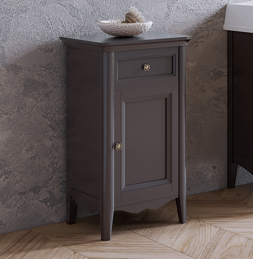 TW Veronica, Тумба 50.2/45x40/37.4xh86.7см, 1 распашная дверка 1 выдвижной ящик, доводчики Blum (петли справа-DX), напольная, цвет: Gridgio, ручки: Riflesso