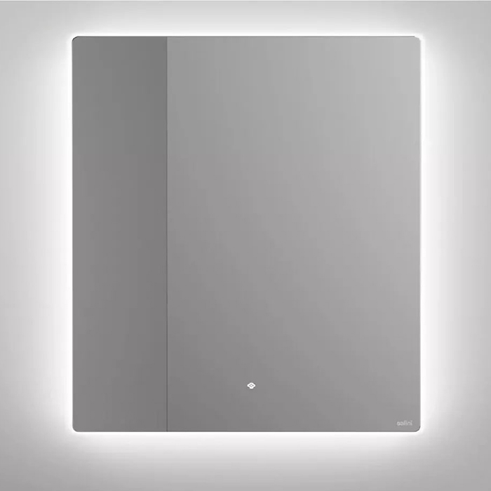 Salini Зеркало для ванны OMBRA 90х90х2.5см., с LED подсветкой, влагостойкое AGC Сrystalvision, сенс. выкл., крепления, обогрев, антизапот.