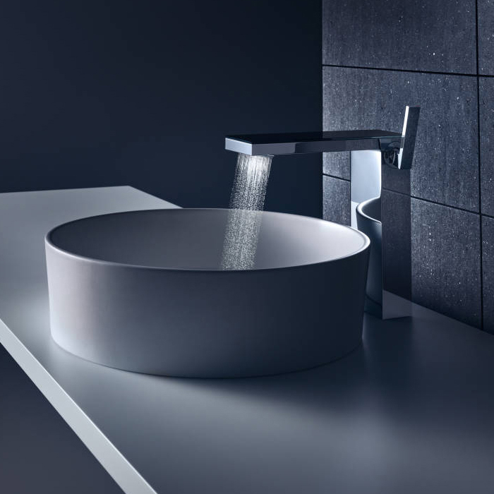 Axor MyEdition Смеситель для раковины, на 1 отв., излив 245мм, с донным клапаном, цвет: хром/черное стекло