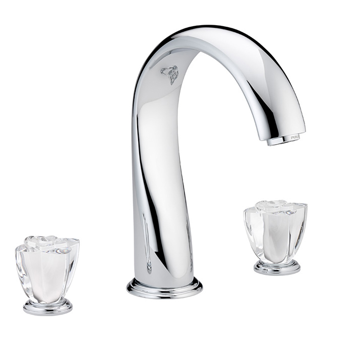 THG Pуtale de cristal clair Смеситель для ванны, 3 отв., цвет: хром/прозрачный хрусталь