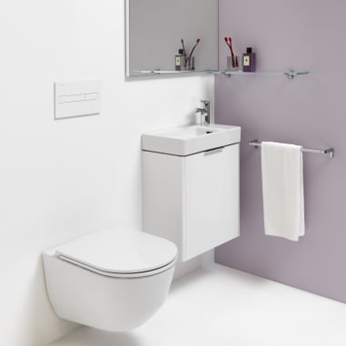 Laufen Base Тумба с раковиной, 47x26.5x53см, 1 дверца, петли справа, органайзер для ящика, цвет: белый глянцевый