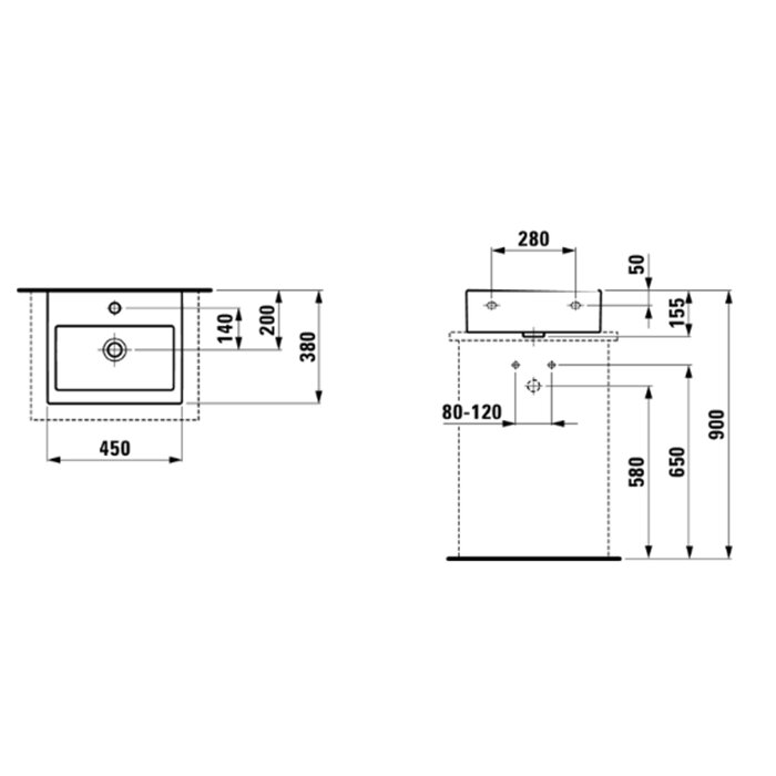 Laufen Living City Раковина 45х38х14 см, 1 отв., цвет: белый