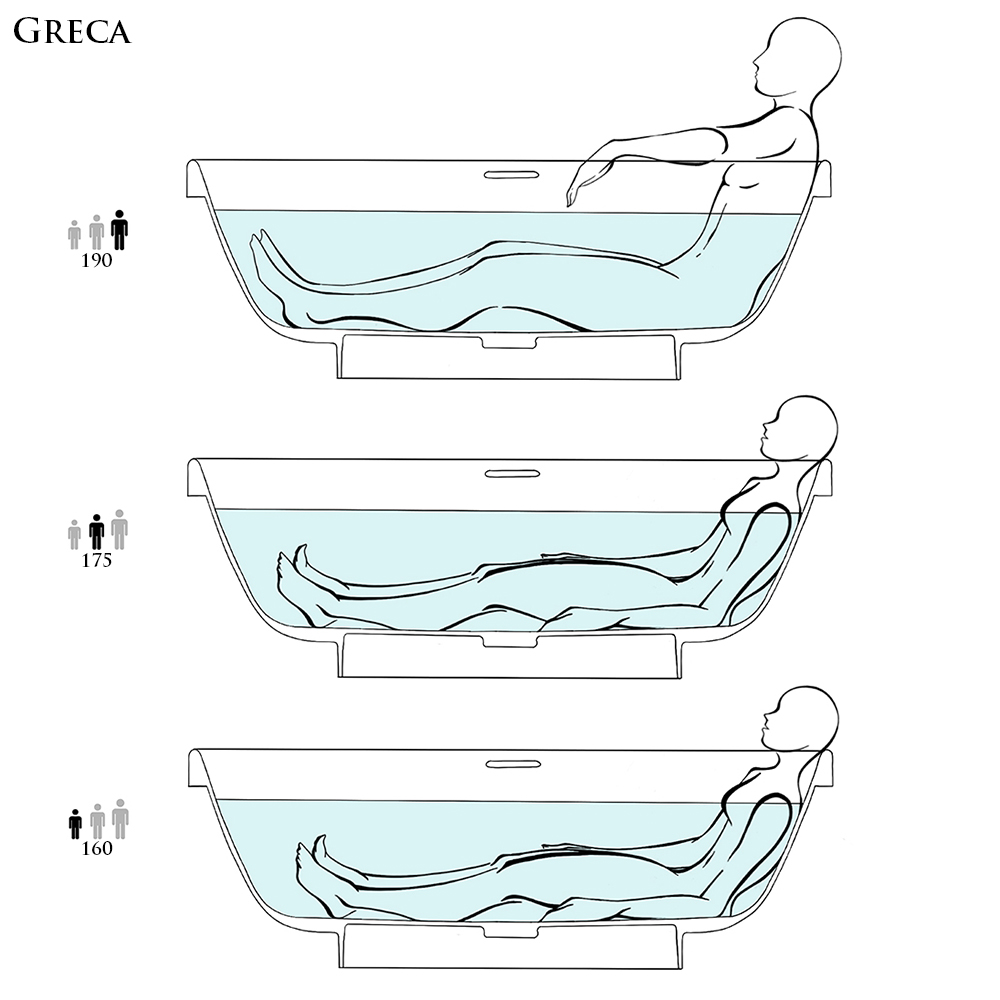 Salini Greca Ванна отдельностоящая 180х80х61см, донный клапан, сифон, интегр. слив-перелив, S-stone, цвет: белый матовый