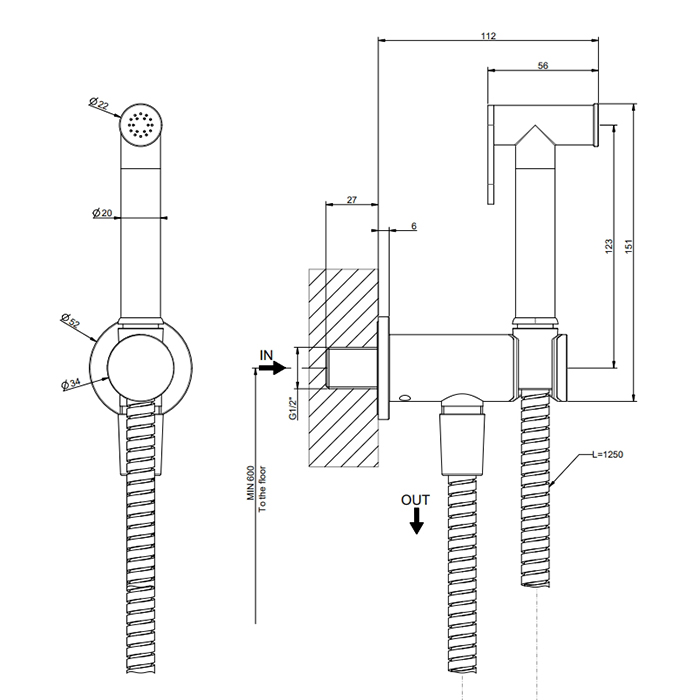 Gessi Tradizione Гигиенический душ, цвет: золото