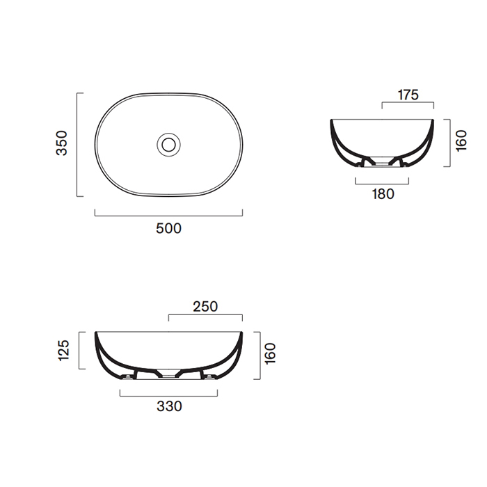 Catalano Sfera Раковина 50x35см накладная, без отв., цвет: белый матовый