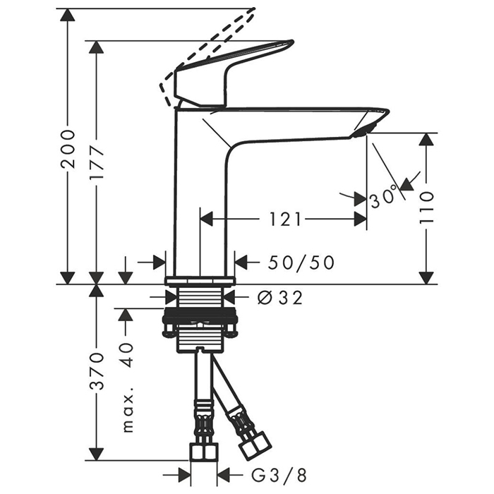 Hansgrohe Logis Смеситель для раковины, 1 отв., без донного клапана, цвет: хром