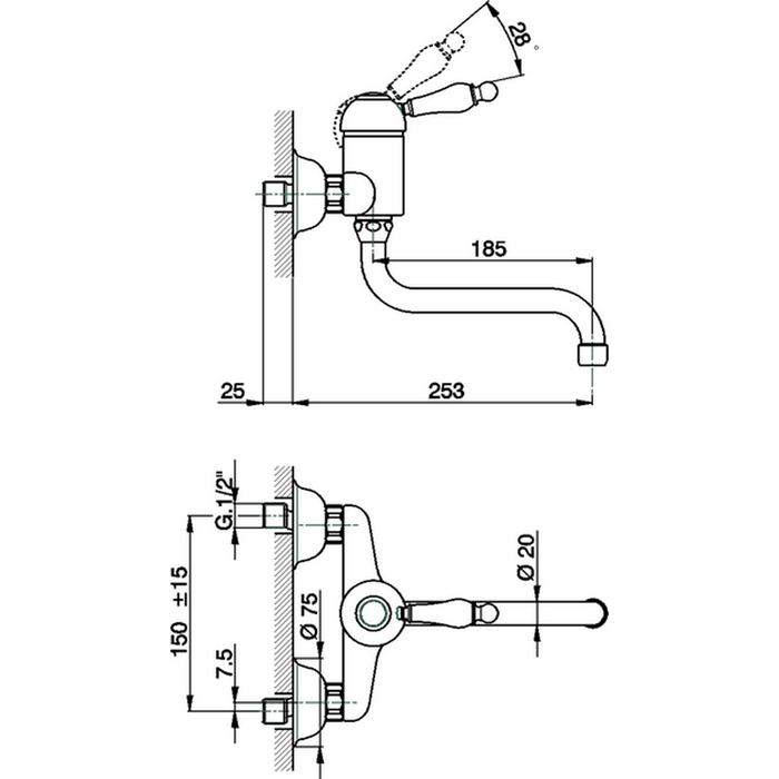 CISAL Arcana Empress Смеситель для кухни наружный, цвет: хром