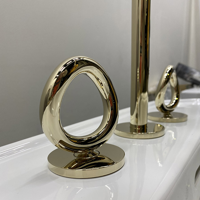 THG Collection O Смеситель для раковины, 3 отв., с донным клапаном,  цвет: Soft gold