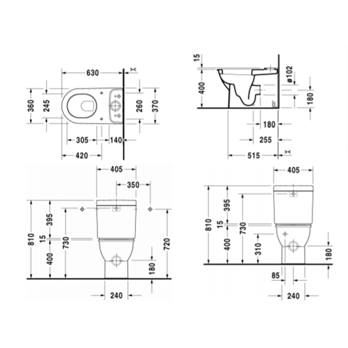 Duravit Darling Унитаз моноблок 37х63 см, механизм двойного смыва, цвет: белый