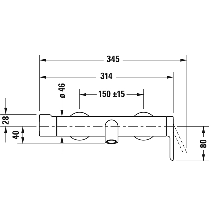Duravit C.1 Смеситель для ванны, настенный, с клапаном, цвет: хром