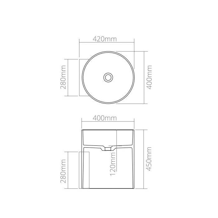 Dea Design Pedestal Basin Раковина 40х42х55см., напольная, без отв., Solid Surface, цвет: Black №16