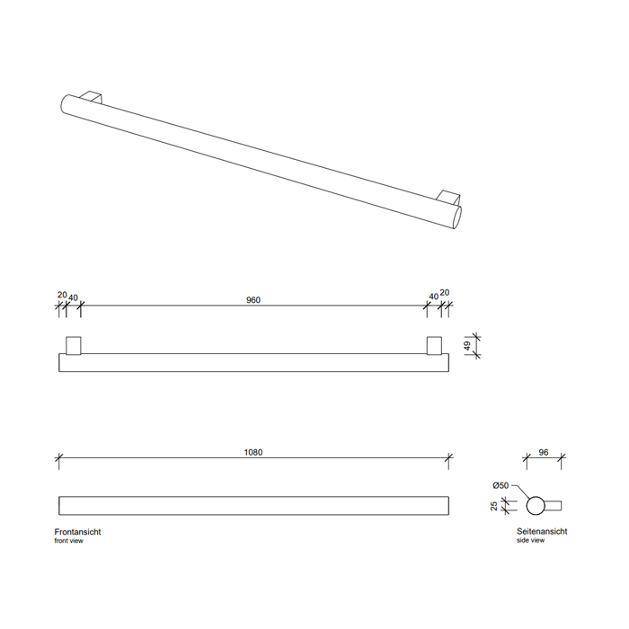 Decor Walther Tube HTE5108 Полотенцедержатель 108см, подвесной, цвет: хром