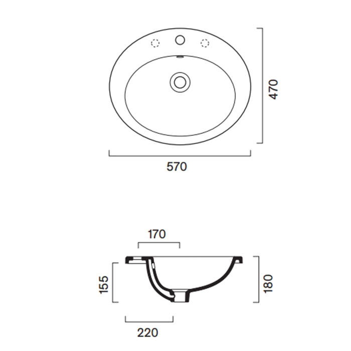 Catalano Italy Раковина 57x47см встраиваемая, с 1 отв., цвет: белый глянцевый