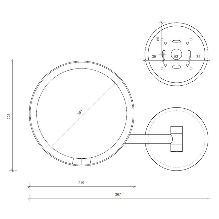 Decor Walther Round Just Look WR Косметическое зеркало 21.5см, подвесное, увел. 5x, подсветка LED, цвет: белый матовый