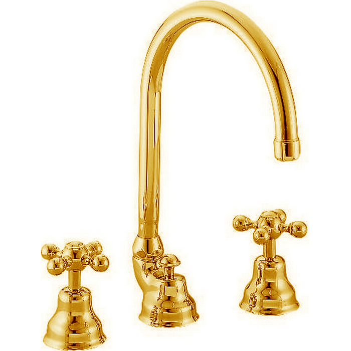 CISAL Arcana Ceramic Смеситель для раковины на 3 отверстия, с донным клапаном, цвет: золото