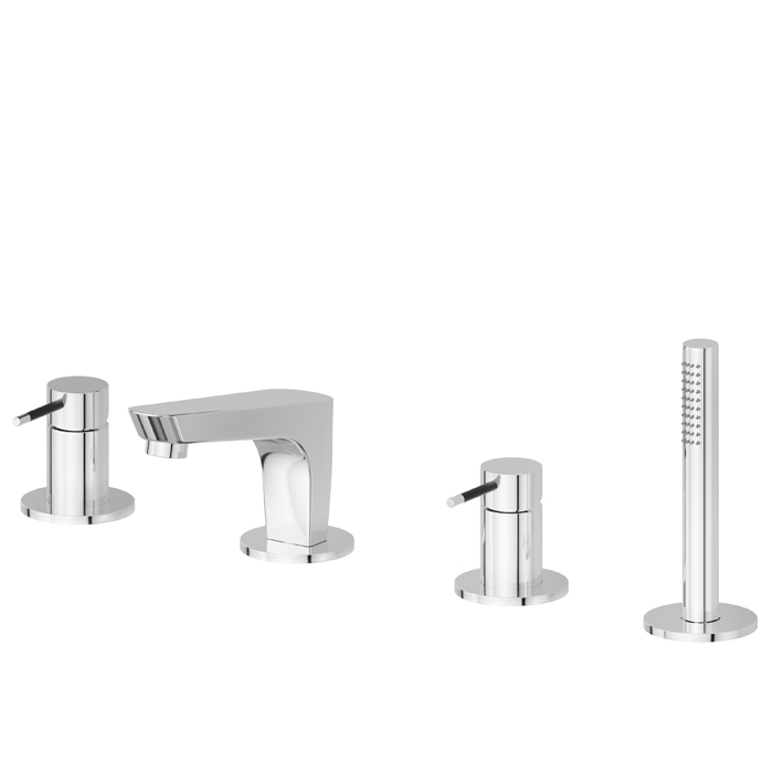 Newform O'Rama Смеситель на борт ванны, 4 отв., с изливом и ручным душем, цвет: хром