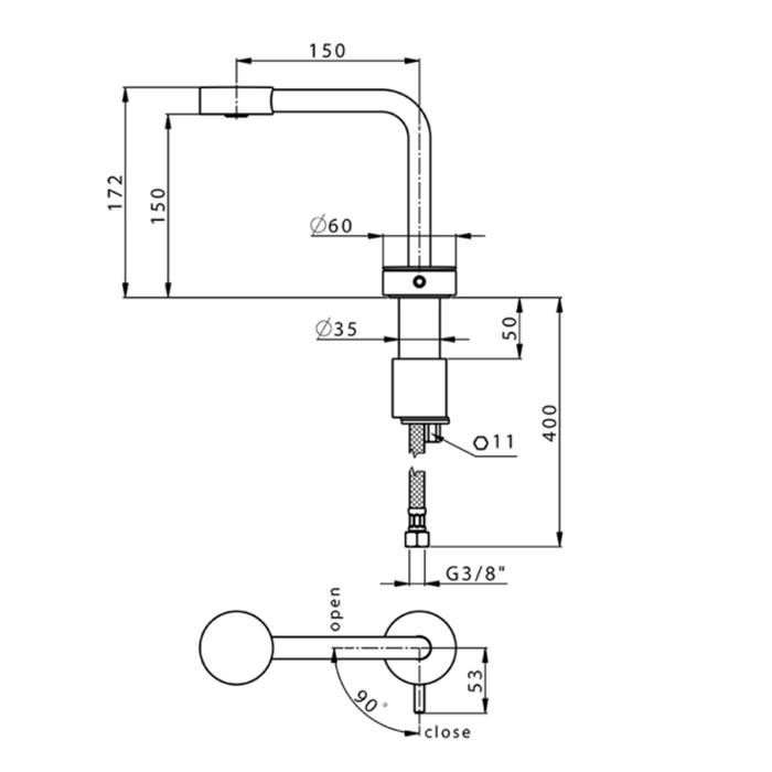 Cisal Slim Смеситель для раковины, на 1 отв., цвет: черный матовый