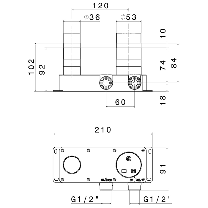 Newform O'Rama Внутренняя часть смесителей настенного монтажа без донного клапана
