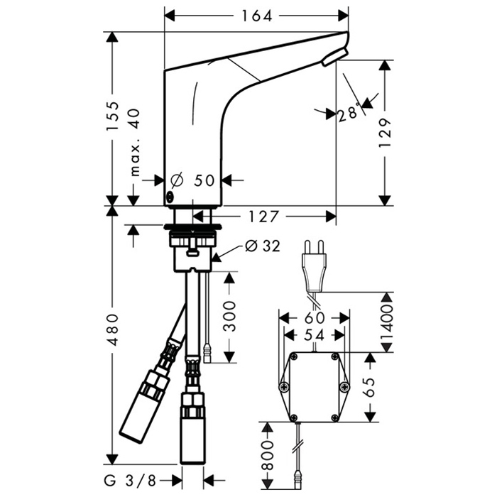 Hansgrohe Focus Смеситель для раковины, 1 отв., электронный, цвет: хром