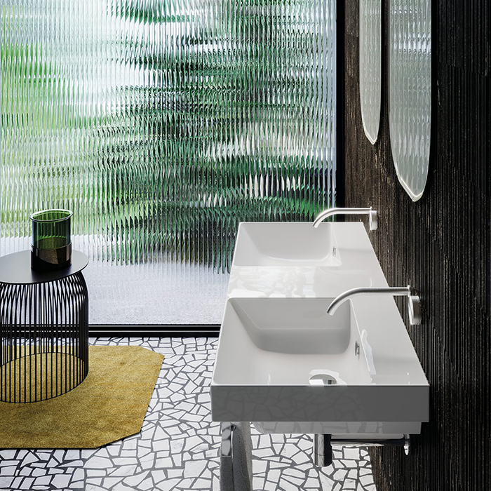 Catalano Zero Раковина 125x50см двойная, без отв., цвет: белый глянцевый