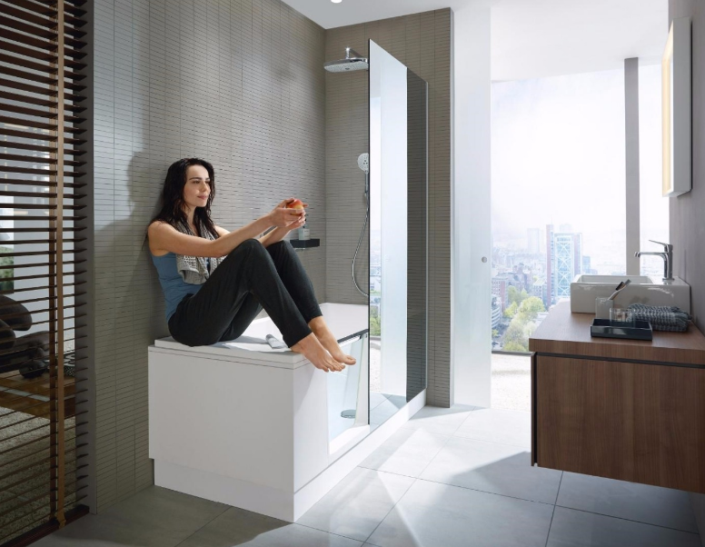 DURAVIT Shower + Bath Bathtub Ванна 170х75хh210.5см, прямоугольная с входной дверью и душевой шторкой, DX - правосторонняя, цвет: белый