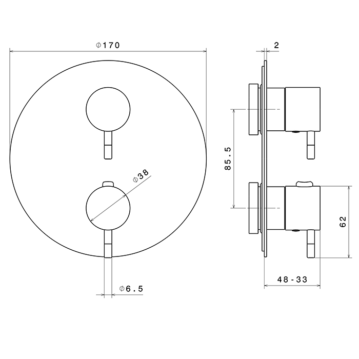 Newform O'Rama Смеситель для душа, встраиваемый, термостатический, внешняя часть, цвет: copper satin