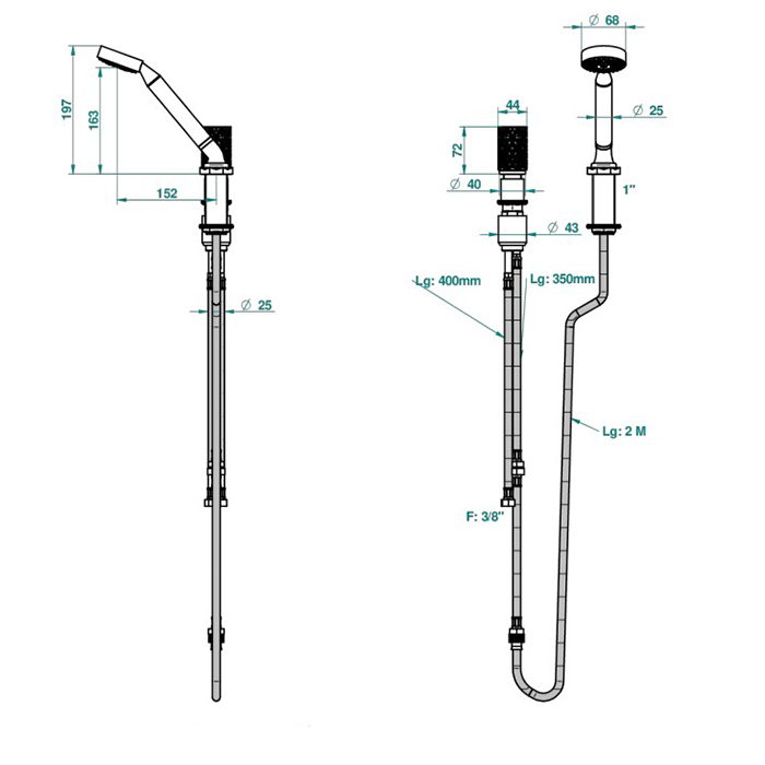 THG Nihal Porcelaine Ivoire Смеситель на борт ванны на 2 отверстия, прогрессивный, с ручным душем, цвет: Soft gold