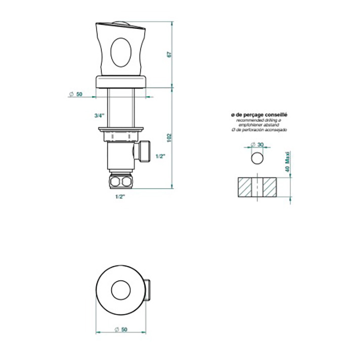 THG Bagatelle pierre noire Вентиль смесителя для раковины, ручка черная, цвет: хром