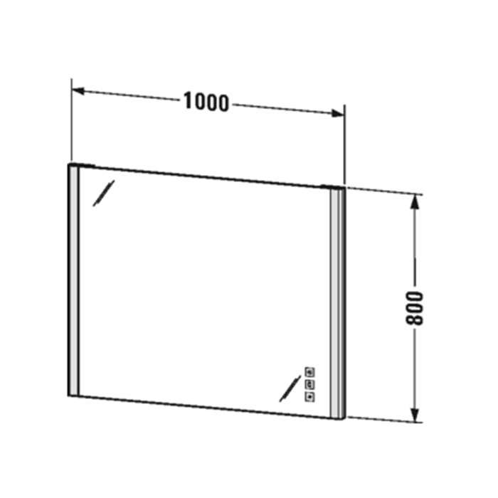 Duravit Xsquare Зеркало 100х80х3.3см., LED-подсветка 2700-6500K с диммером, подогрев, регулировка цвета