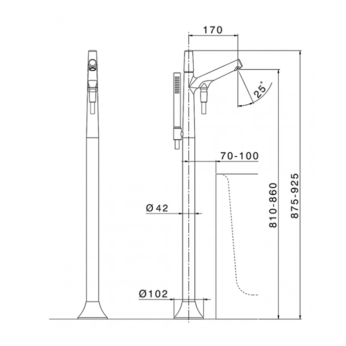 Cisal Vita Смесителя на ванну, отдельностоящий, с ручным душем, цвет: хром